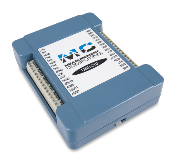 MCC USB-202: 12-Bit, 100 kS/s Single-Gain-Multifunktions-USB-DAQ-Gerät